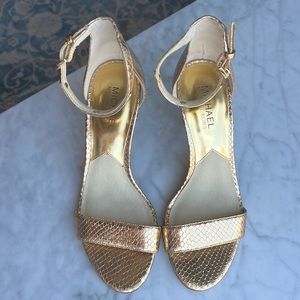Michael Kors Snake Print Gold Heels Size 7
